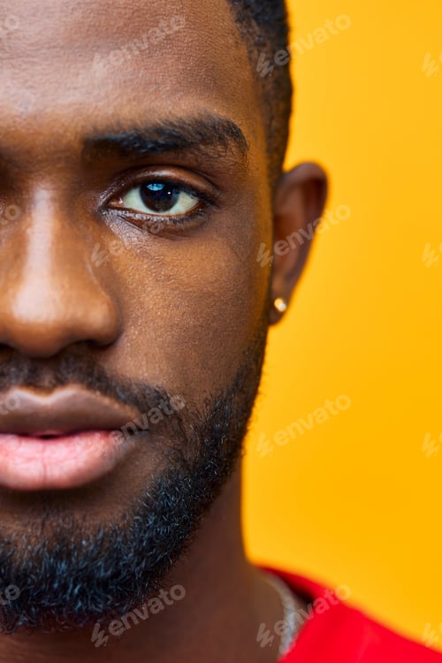 Preview: man background african face portrait guy american red american fashion white orange black