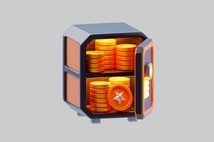 Preview: Stylized treasure safe with coins