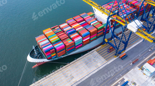 Preview: Container ship global business freight import export logistic transportation.