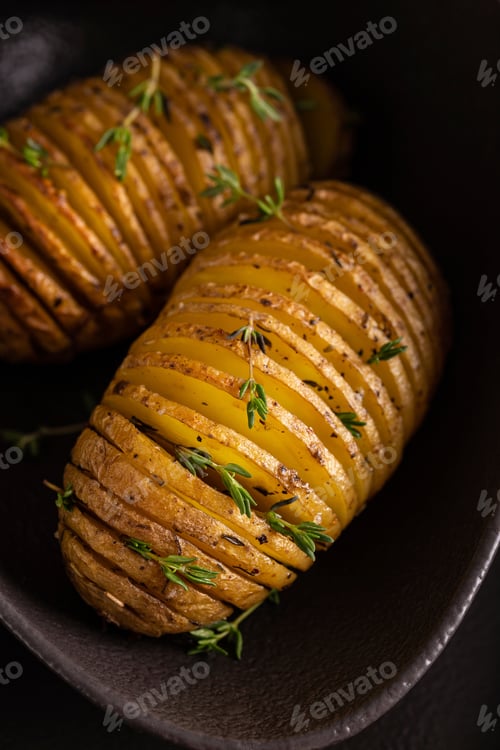 Preview: Grilled potato with spices in a bowl