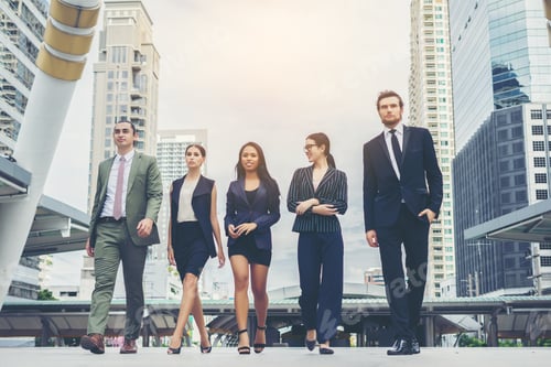 Preview: Portrait Of Business people worker Team Outside.