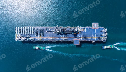 Preview: Nuclear ship, Military navy ship carrier full loading fighter jet aircraft and helicopter patrol.