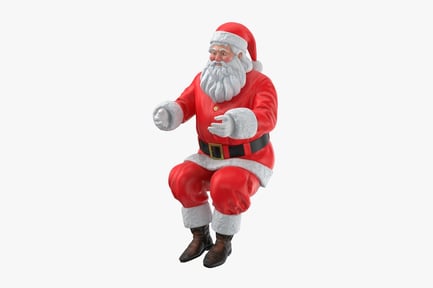 Preview: Seated Santa Claus Figure in Festive Red Suit with Beard