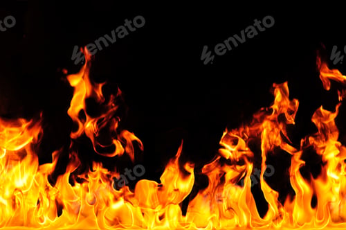 Preview: Fire tongues on black background