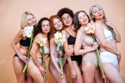 Preview: Beauty image of a group of women with different age, skin and body