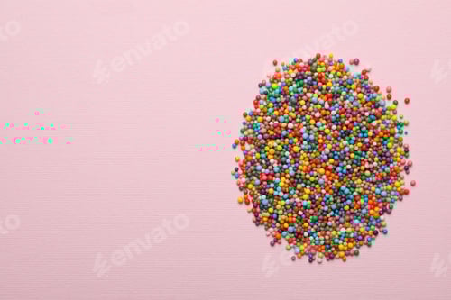Preview: Colorful Sprinkles on a Pink Background, Sweet Decoration