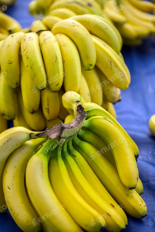 Preview: Fresh fruits; banana grocery market. Healthy nutrition.