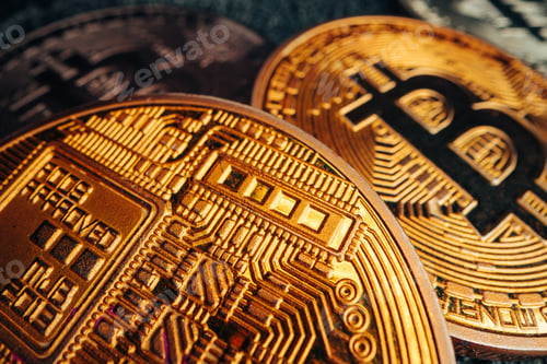 Preview: Close up photo of bitcoin crypto currency