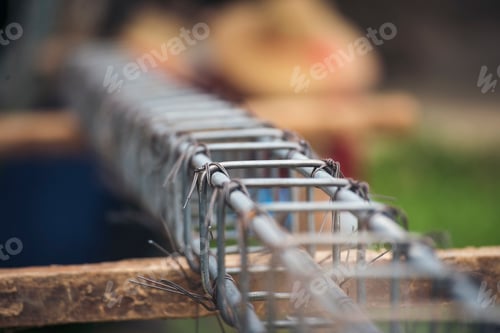 Preview: Iron wire reinforcement of concrete work. Construction site objects of bending cutting