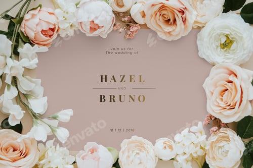 Preview: Botanical wedding invitation card mockup