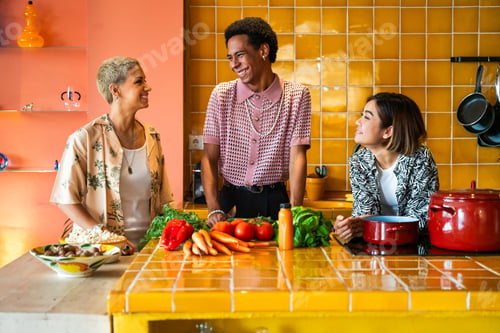Preview: Group of friends bonding at home, LGBTQ and diversity concepts