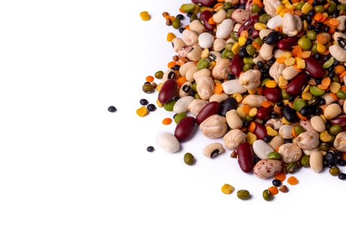 Preview: Mixed dried legumes and cereals isolated on white background