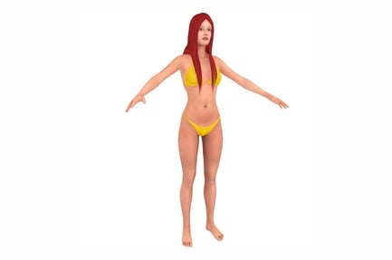 Preview: Red-Haired Woman in Yellow Bikini