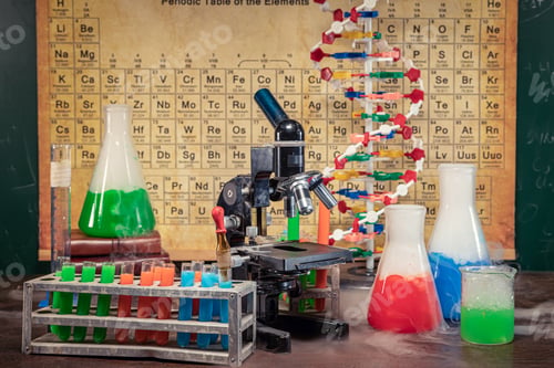 Preview: Rapid chemical reaction in academic lab with microscope.