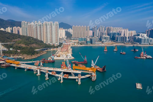 Preview: Tseung Kwan O, Hong Kong 21 December 2020: Cross harbor bridge under construction