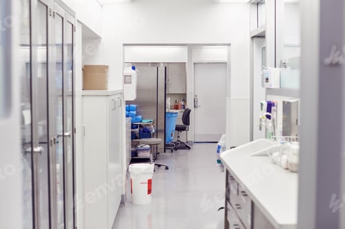 Preview: Empty Storage Room With Supplies In Modern Hospital Building