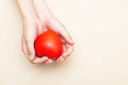Preview: Children's hands holding a red heart as a simbol of care, love, support and protection