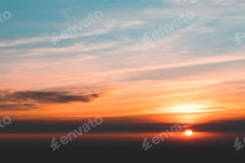 Preview: Top View Mulayit Taung golden light of the morning sun and the mist covered on Mount Mulayit,Myanmar