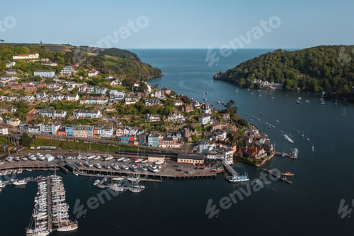 Preview: Aerial view of the Devon Coastal Town near the River Dart