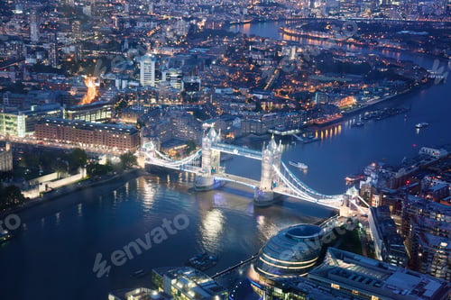 Preview: London At Night With Urban Architectures And Tower Bridge