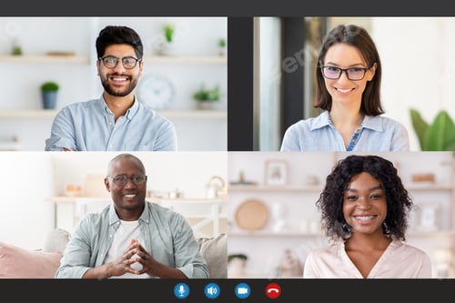 Preview: Young people making online videochat at home, screenshot