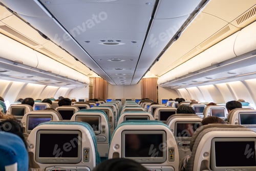 Preview: Airline seat rows with digital display