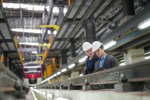 Preview: Teacher talking to apprentices at railway engineering facility