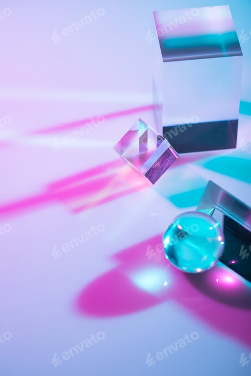 Preview: Glass crystal prism. Multicolor light effect