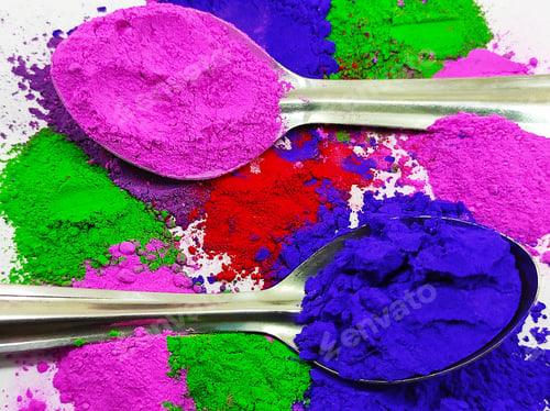 Preview: Colorful flat lay of holi colours background, holi 2022,holi colors