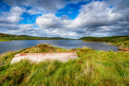 Preview: An upturned boat on the shores of Loch Erisort