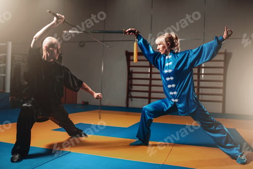 Preview: Wushu fighters, man and woman with swords