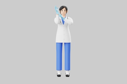 Preview: Cartoon doctor putting on gloves