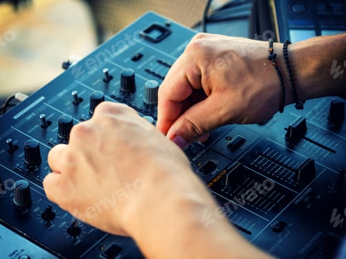 Preview: Closeup of dj controller - selective focus