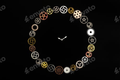 Preview: Simple clock made out of little cogwheels.