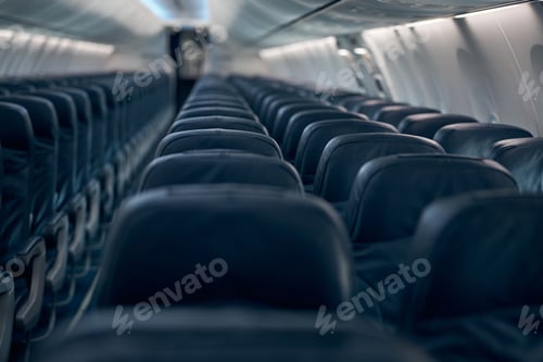 Preview: Photo of empty seats in economy class airplane