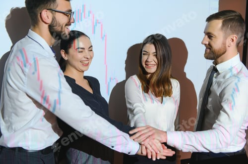 Preview: Group of business people working at modern office.