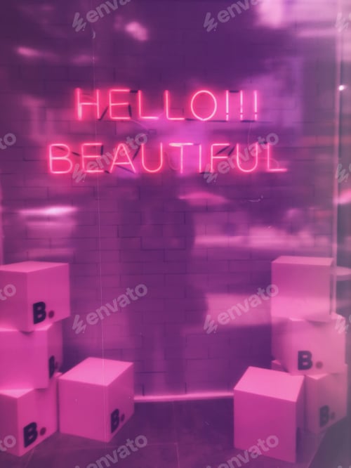Preview: Hello Beautiful Neon Sign on a Brick Wall