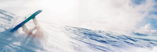 Preview: Snowboarder Wipeout in Snow with Copy Space Wide Banner