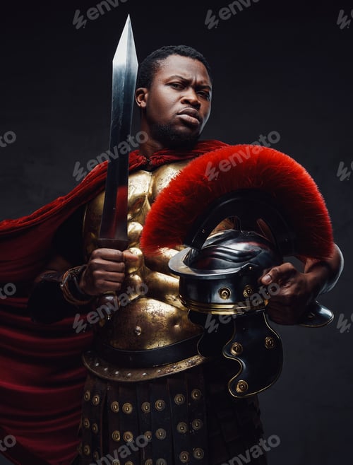 Preview: Angry roman warrior with gladius in breeze