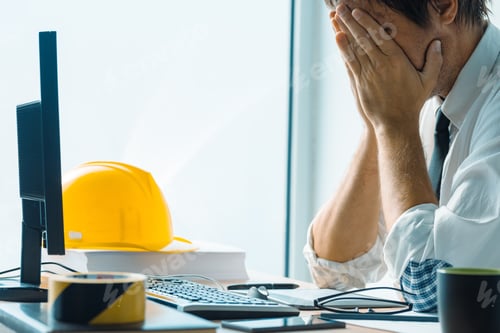 Preview: Worried interior design professional working in office