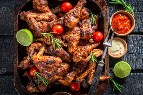 Preview: Spicy roasted chicken wings with rosemary and spices