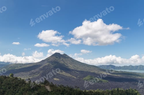 Preview: Mount Agung volcano against a blue sky