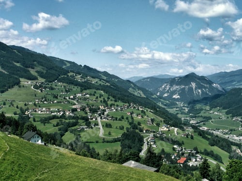 Preview: view of city mountains and sky