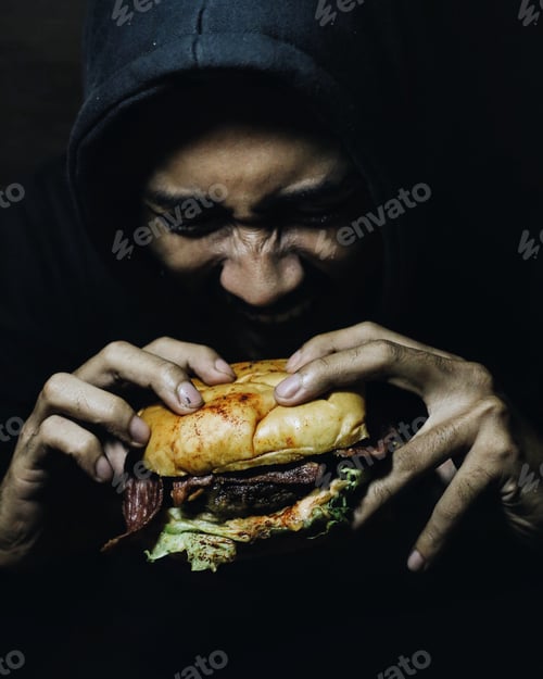 Preview: while eating burger.
