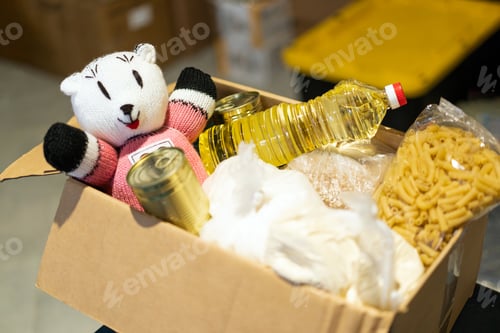 Preview: Donation food and cloting for refugees, support of war victims, helping people, charity