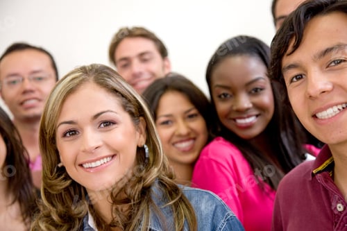 Preview: Multi-Ethnic Group Of University Students Smiling In A Classroom