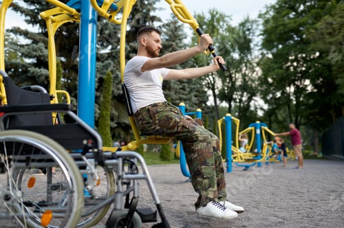 Preview: Disabled veteran, sport training in the park