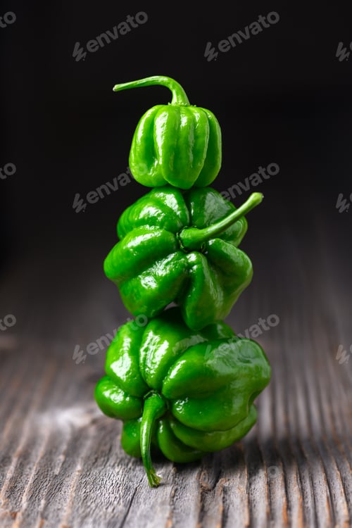 Preview: Three ripened green habanero peppers