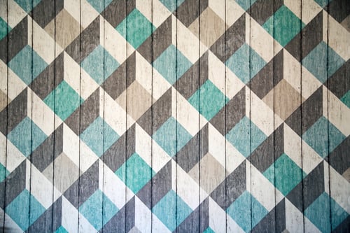 Preview: Old pastel blue beige vintage geometric wallpaper