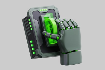 Preview: Robotic Hand Interacting With Digital Crypto Terminal